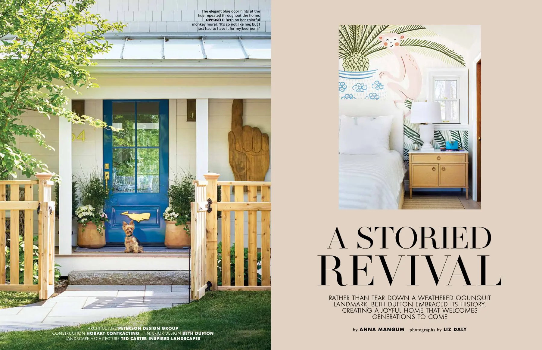 A Storied Revival opening spread featuring an Ogunquit renovation by Hobart Contracting