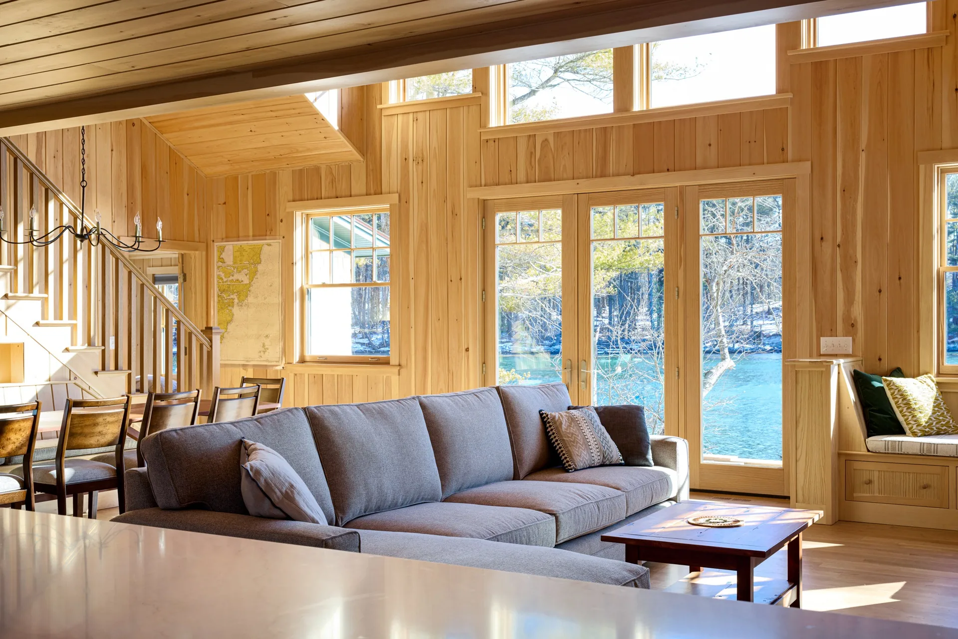 Hoyt's Island living room overlooking the water
